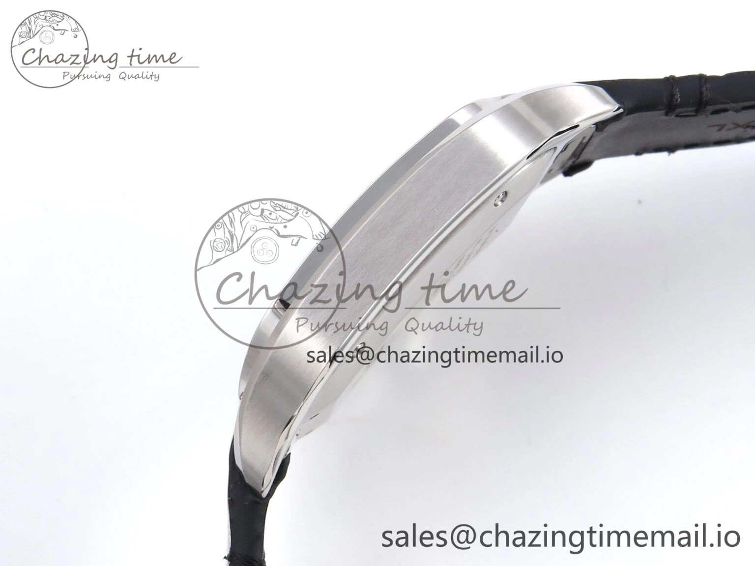 Santos de Cartier 35mm SS AF 1:1 Best Edition White Dial on Black Leather Strap MIYOTA Resilient 5877
