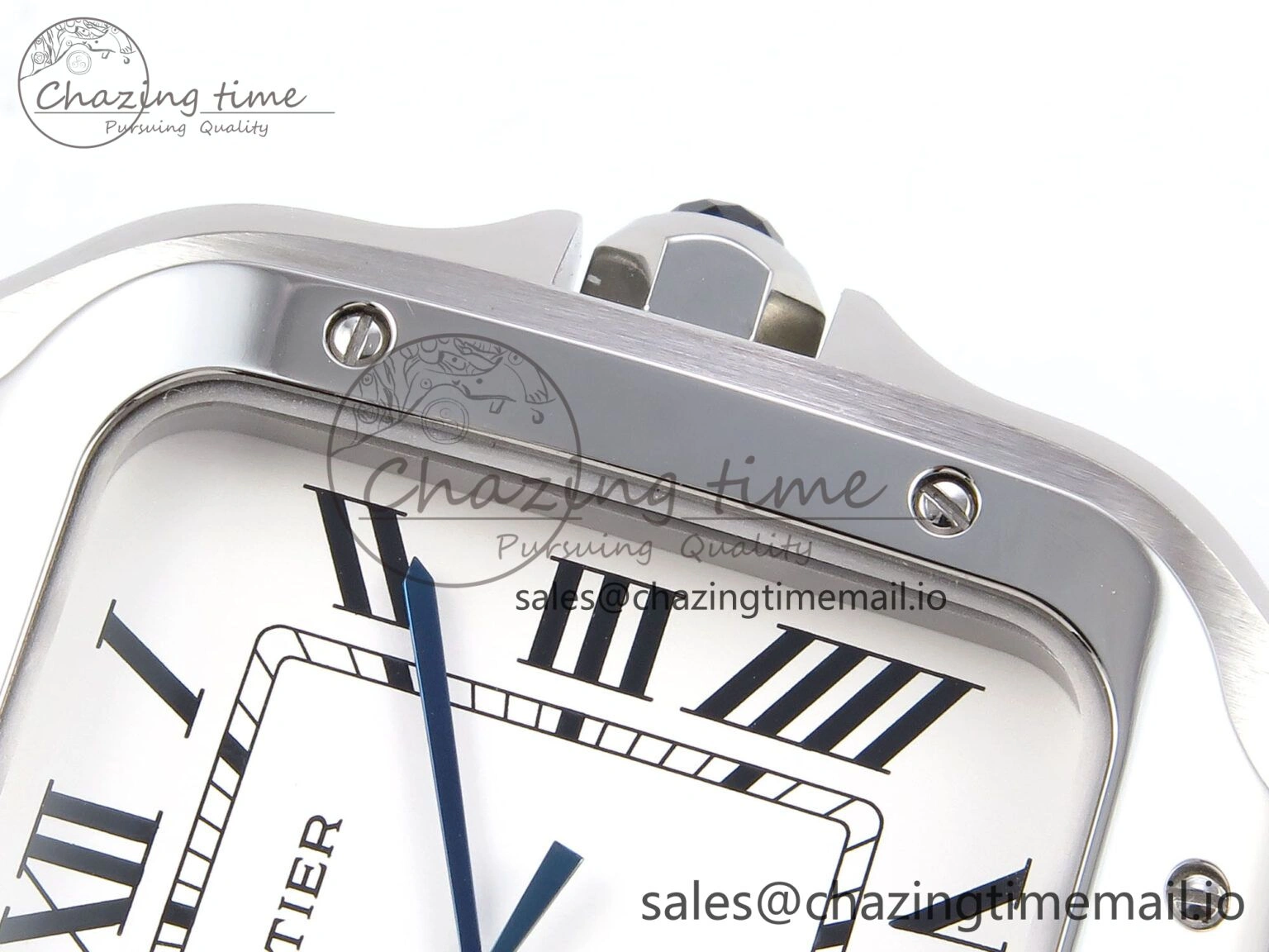 Santos de Cartier 35mm SS AF 1:1 Best Edition White Dial on Black Leather Strap MIYOTA Resilient 5877