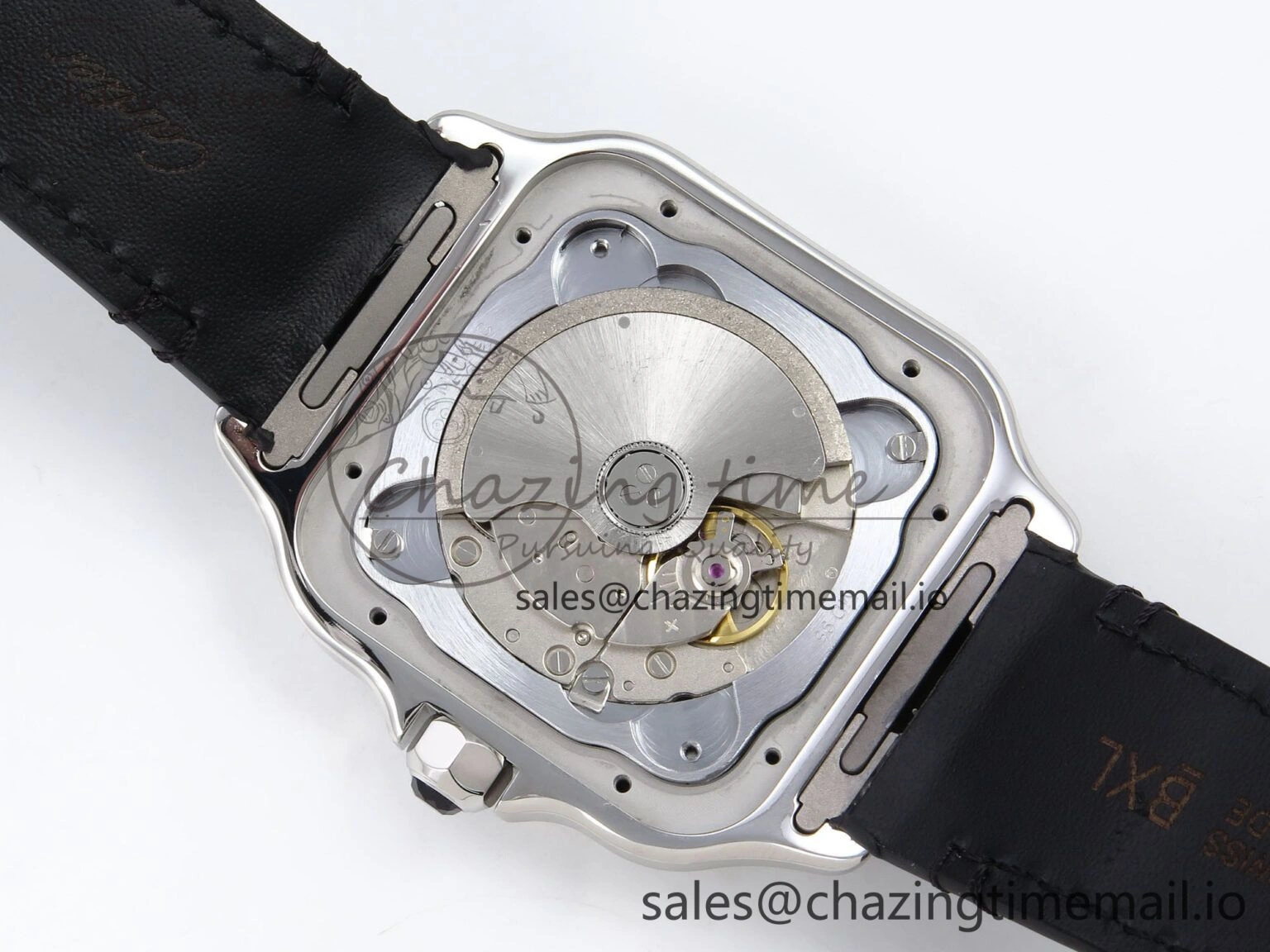 Santos de Cartier 35mm SS AF 1:1 Best Edition White Dial on Black Leather Strap MIYOTA Resilient 5877