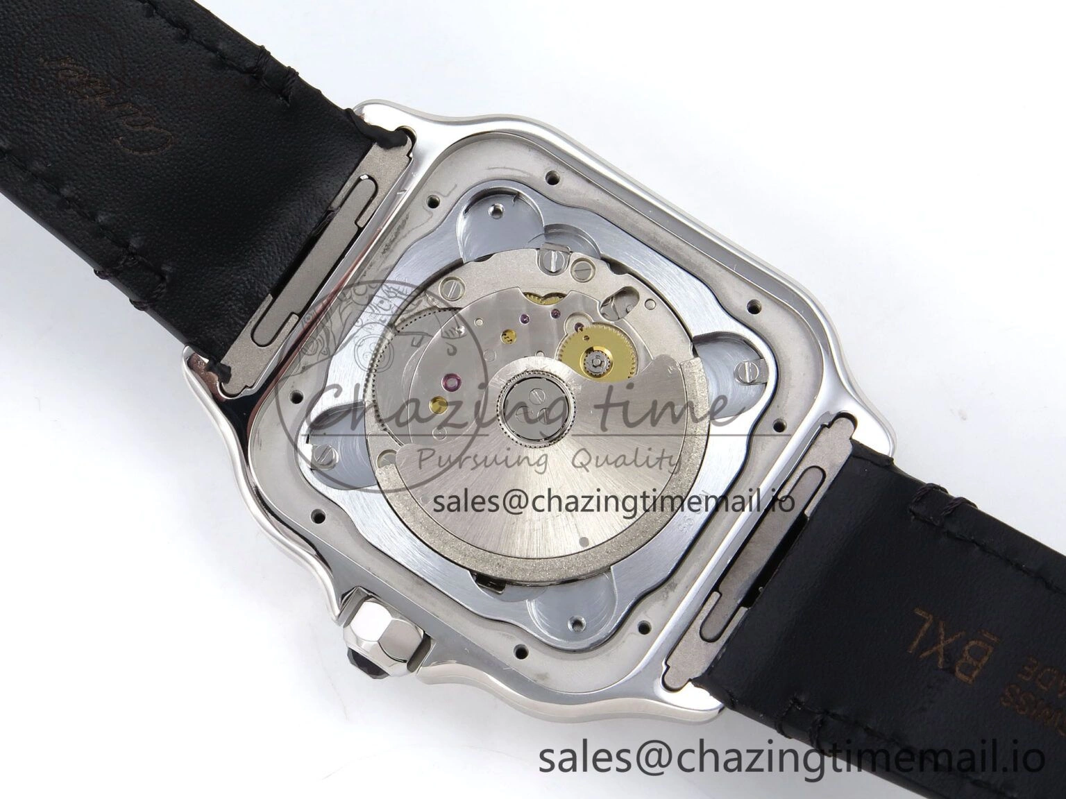 Santos de Cartier 35mm SS AF 1:1 Best Edition White Dial on Black Leather Strap MIYOTA Resilient 5877