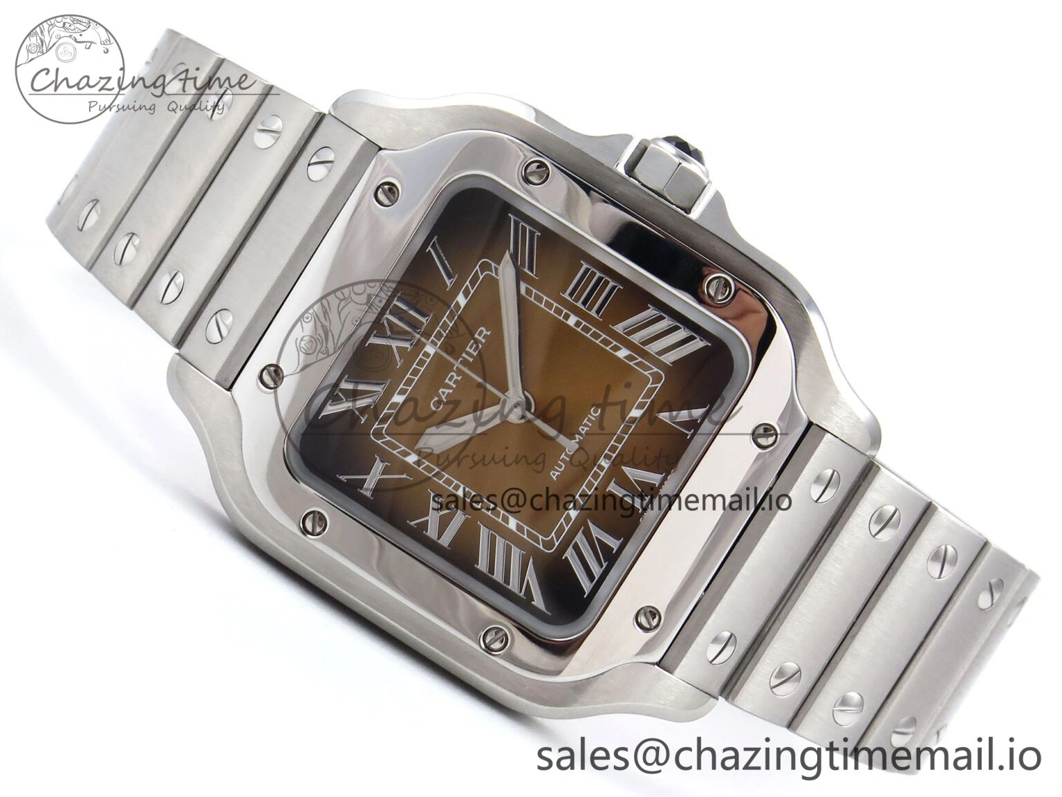 Santos de Cartier 35mm SS BVF 1:1 Best Edition Brown Dial on SS SmartLinks Bracelet MIYOTA 9015 V Vibrant 5856