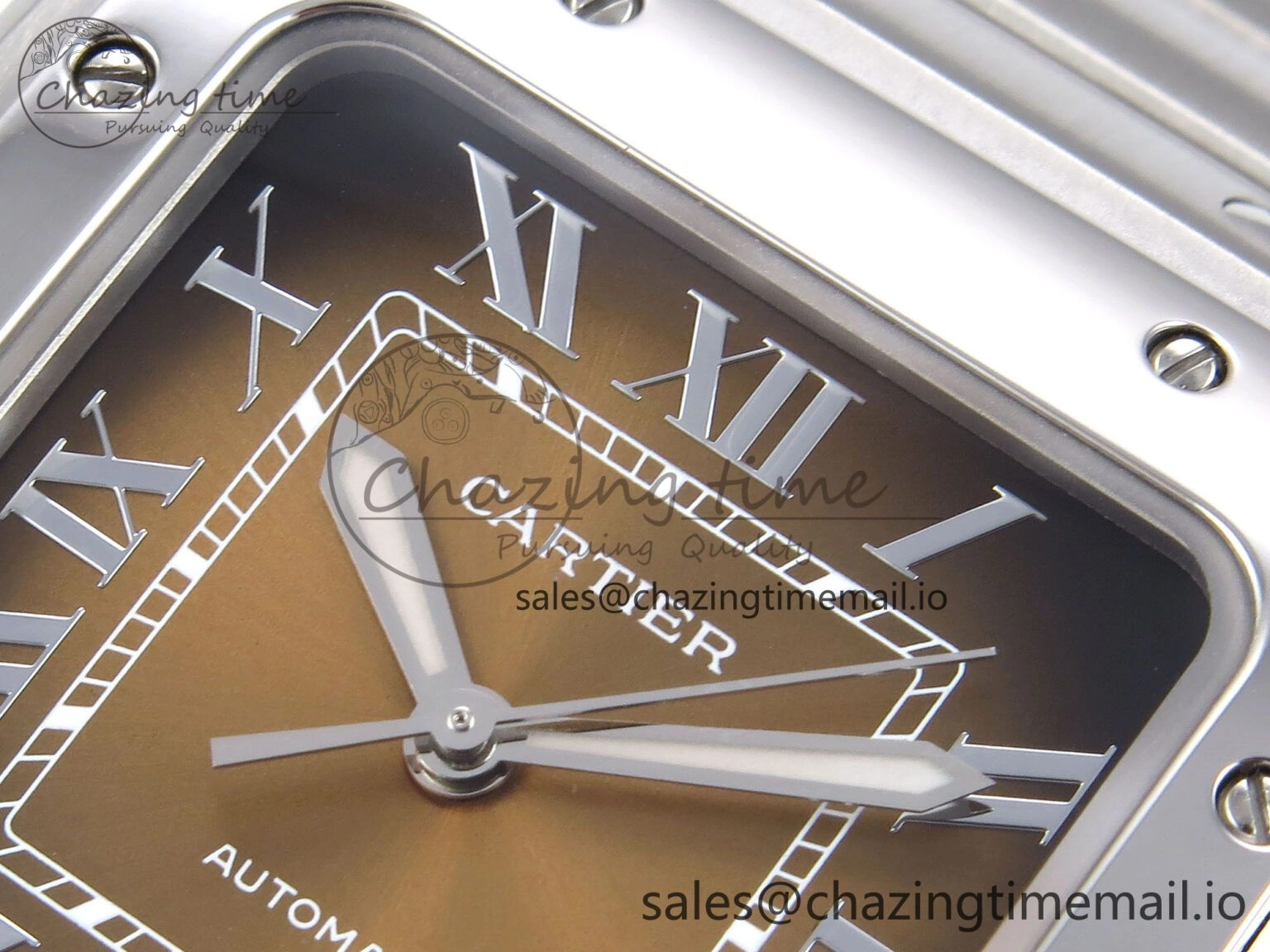 Santos de Cartier 35mm SS BVF 1:1 Best Edition Brown Dial on SS SmartLinks Bracelet MIYOTA 9015 V Vibrant 5856