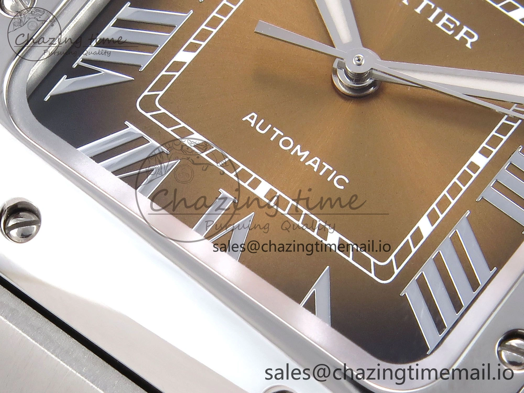 Santos de Cartier 35mm SS BVF 1:1 Best Edition Brown Dial on SS SmartLinks Bracelet MIYOTA 9015 V Vibrant 5856