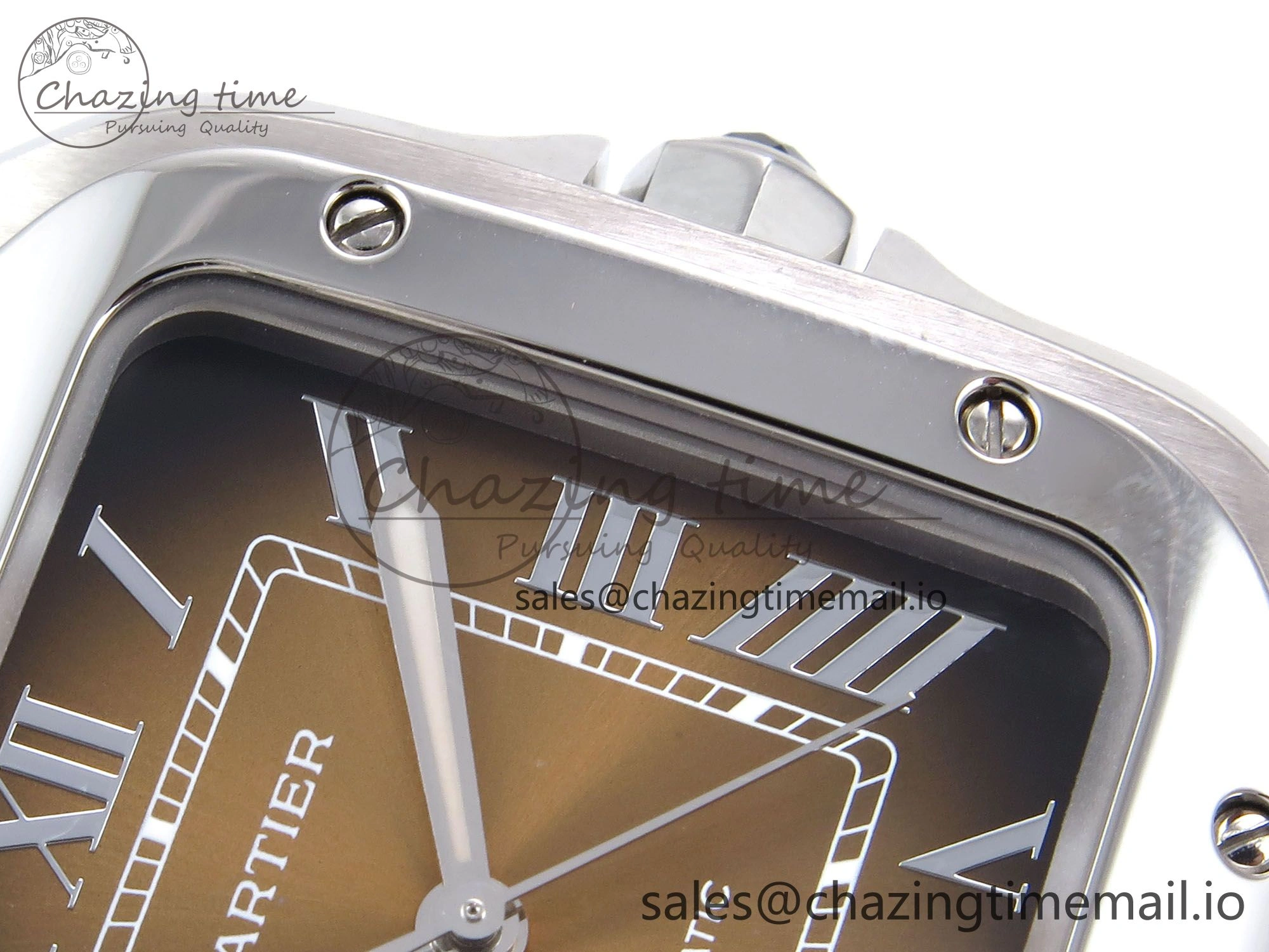 Santos de Cartier 35mm SS BVF 1:1 Best Edition Brown Dial on SS SmartLinks Bracelet MIYOTA 9015 V Vibrant 5856