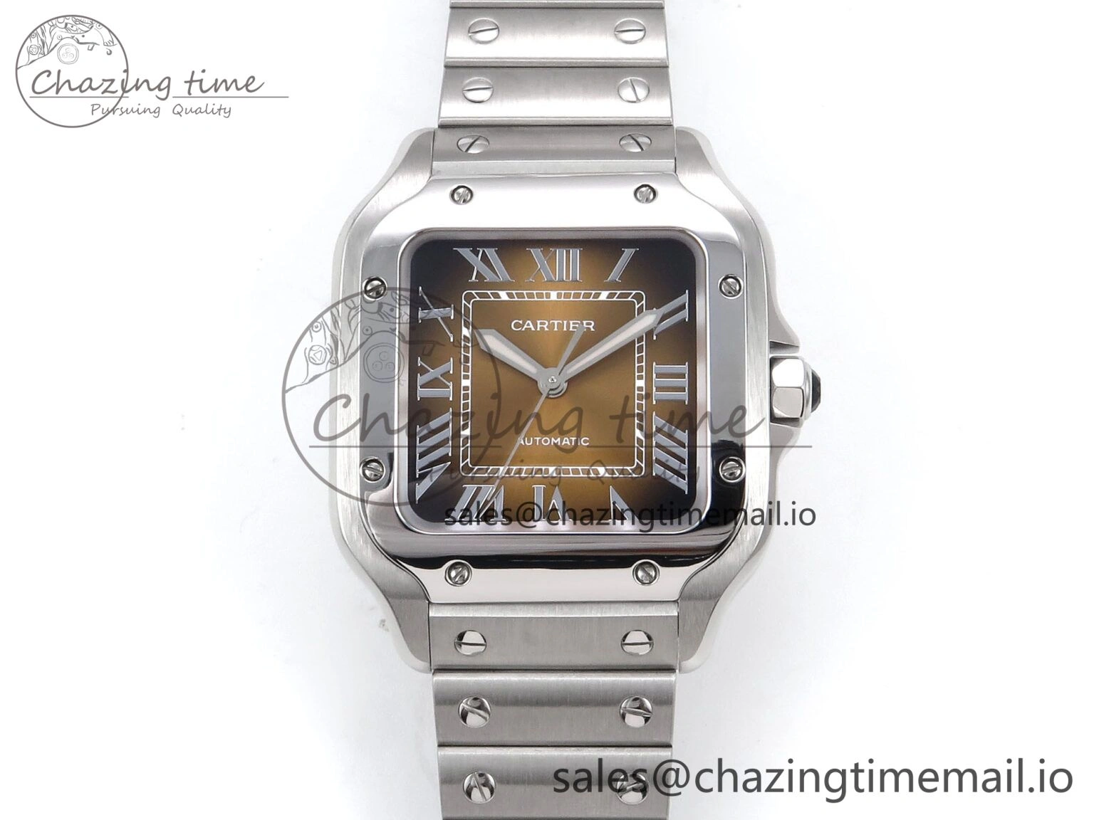 Santos de Cartier 35mm SS BVF 1:1 Best Edition Brown Dial on SS SmartLinks Bracelet MIYOTA 9015 V Vibrant 5856