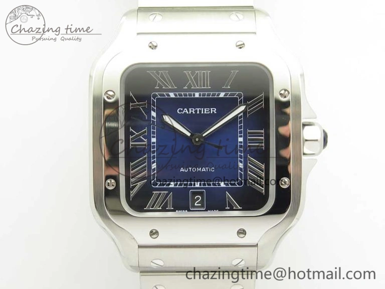 Durable Santos de Cartier 40mm 2018 BVF 1:1 Best Edition Blue Dial on SS SmartLinks Bracelet MIYOTA 6150