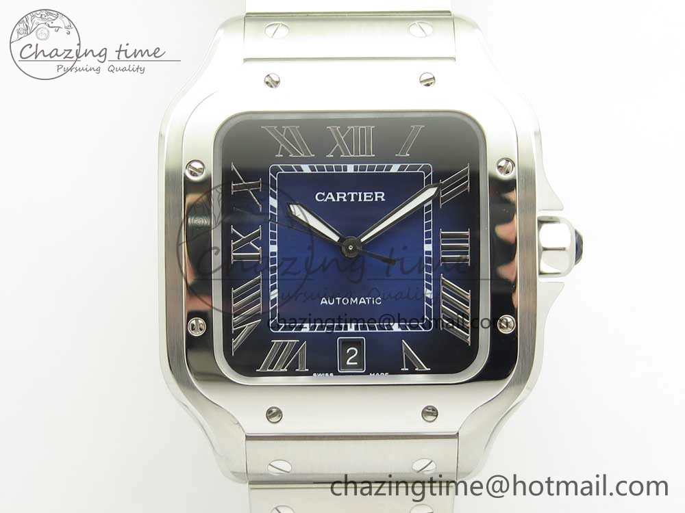 Durable Santos de Cartier 40mm 2018 BVF 1:1 Best Edition Blue Dial on SS SmartLinks Bracelet MIYOTA 6150