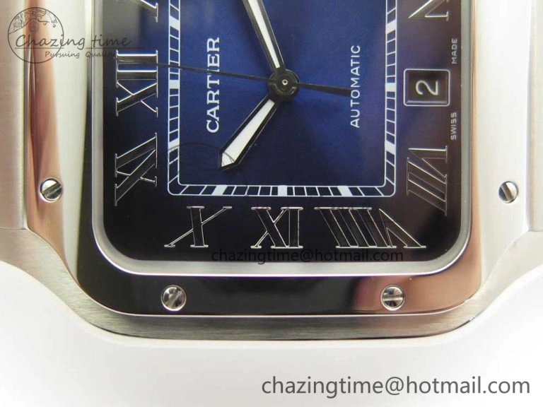 Durable Santos de Cartier 40mm 2018 BVF 1:1 Best Edition Blue Dial on SS SmartLinks Bracelet MIYOTA 6150