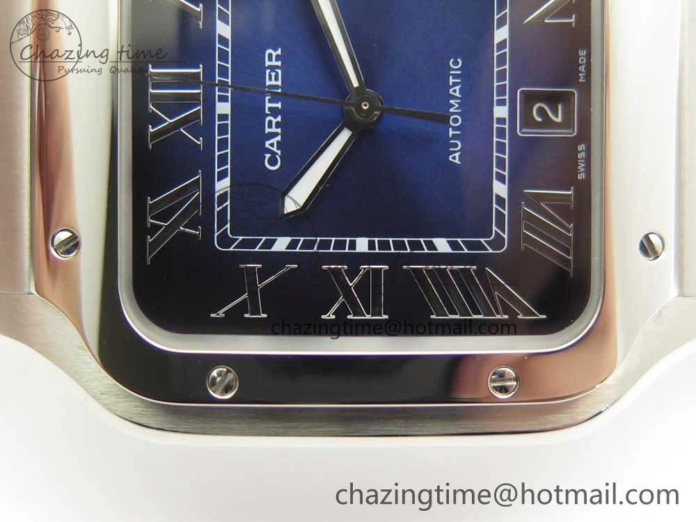 Durable Santos de Cartier 40mm 2018 BVF 1:1 Best Edition Blue Dial on SS SmartLinks Bracelet MIYOTA 6150