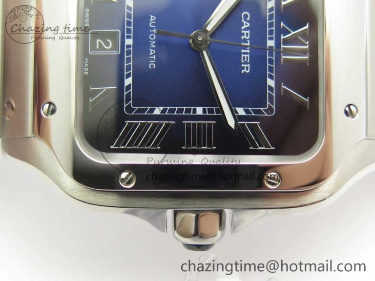 Durable Santos de Cartier 40mm 2018 BVF 1:1 Best Edition Blue Dial on SS SmartLinks Bracelet MIYOTA 6150