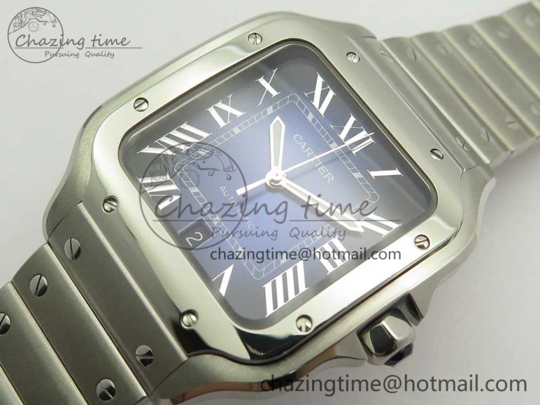 Durable Santos de Cartier 40mm 2018 BVF 1:1 Best Edition Blue Dial on SS SmartLinks Bracelet MIYOTA 6150