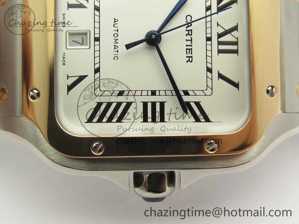 Classic Santos de Cartier 40mm 2018 BVF 1:1 Best Edition RG Bezel White Dial on SS SmartLinks Bracelet MIYOTA 6149