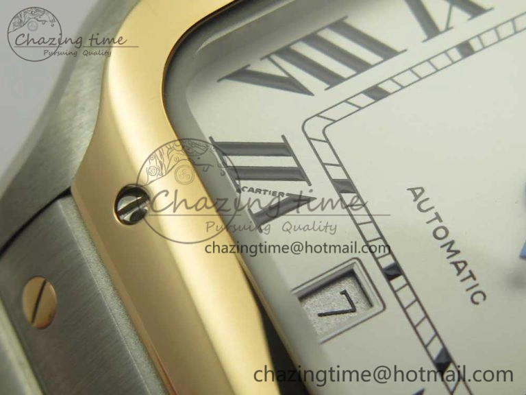 Classic Santos de Cartier 40mm 2018 BVF 1:1 Best Edition RG Bezel White Dial on SS SmartLinks Bracelet MIYOTA 6149