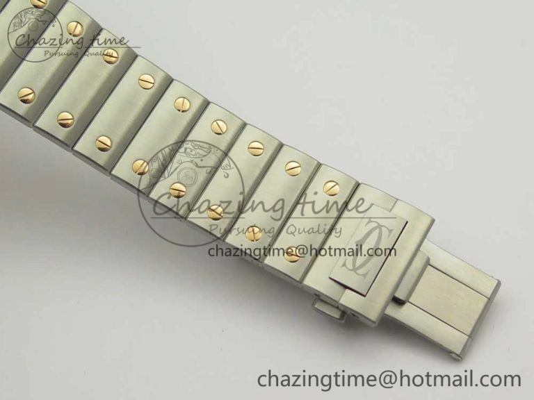 Classic Santos de Cartier 40mm 2018 BVF 1:1 Best Edition RG Bezel White Dial on SS SmartLinks Bracelet MIYOTA 6149