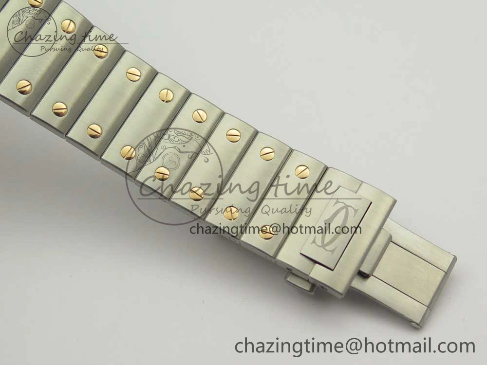 Classic Santos de Cartier 40mm 2018 BVF 1:1 Best Edition RG Bezel White Dial on SS SmartLinks Bracelet MIYOTA 6149
