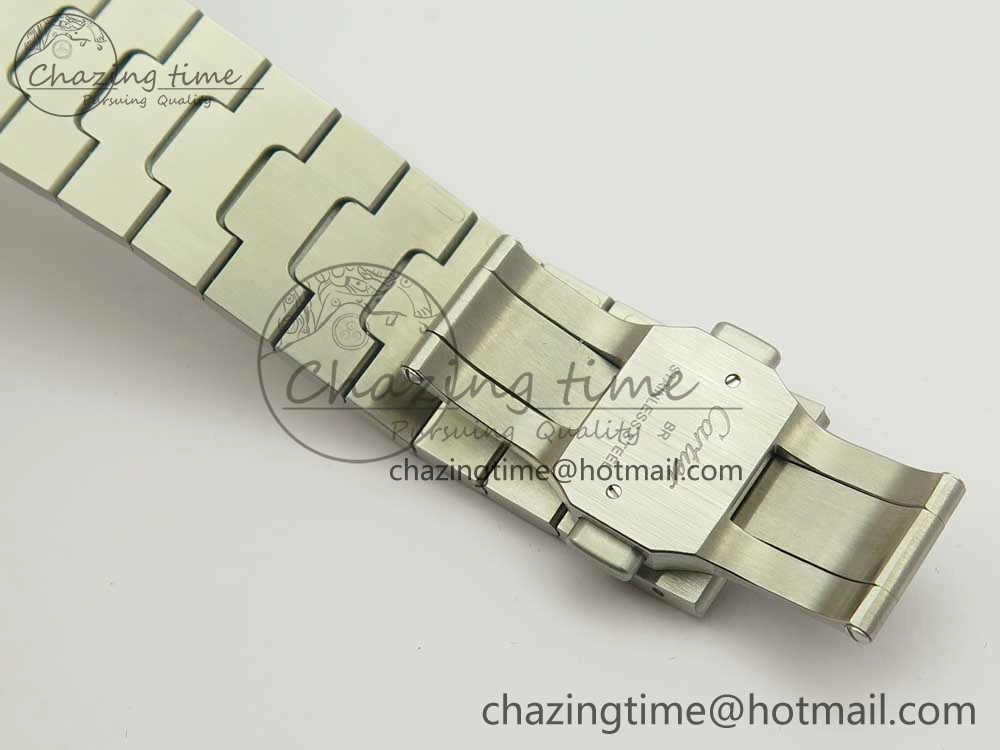 Classic Santos de Cartier 40mm 2018 BVF 1:1 Best Edition RG Bezel White Dial on SS SmartLinks Bracelet MIYOTA 6149