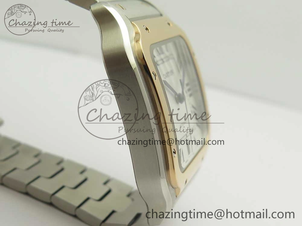 Classic Santos de Cartier 40mm 2018 BVF 1:1 Best Edition RG Bezel White Dial on SS SmartLinks Bracelet MIYOTA 6149