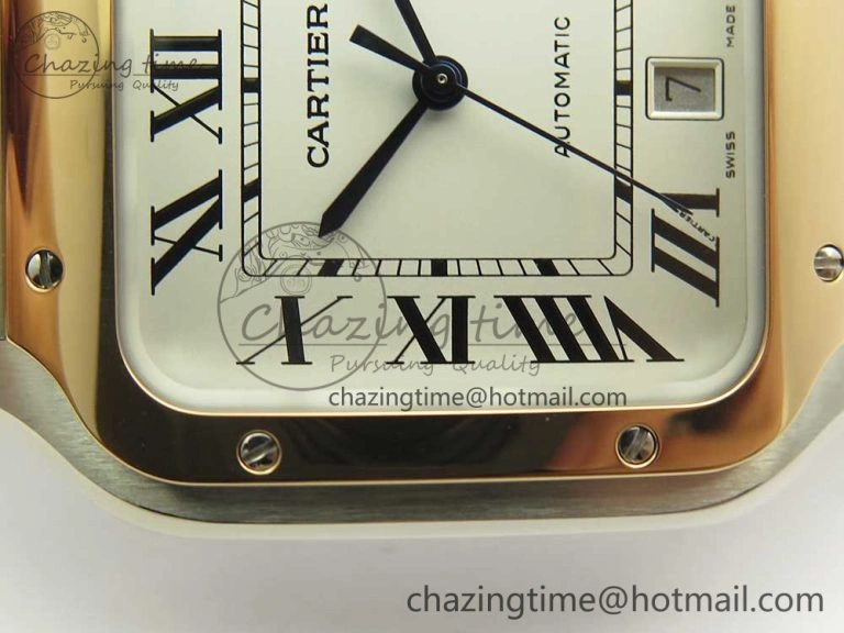 Classic Santos de Cartier 40mm 2018 BVF 1:1 Best Edition RG Bezel White Dial on SS SmartLinks Bracelet MIYOTA 6149