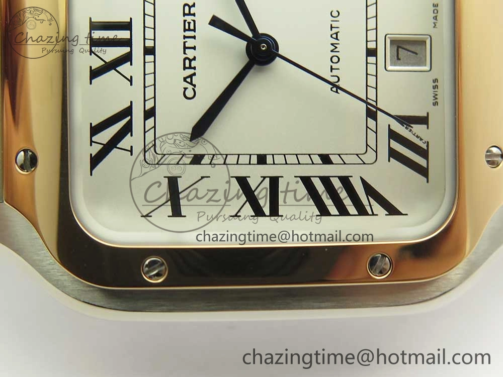 Classic Santos de Cartier 40mm 2018 BVF 1:1 Best Edition RG Bezel White Dial on SS SmartLinks Bracelet MIYOTA 6149