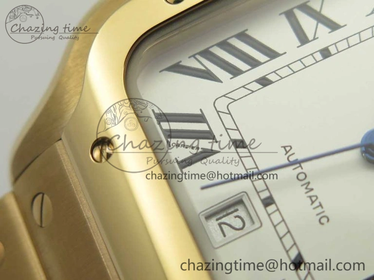 WrinkleFree Santos de Cartier 40mm 2018 BVF 1:1 Best Edition RG White Dial on RG SmartLinks Bracelet MIYOTA 6145