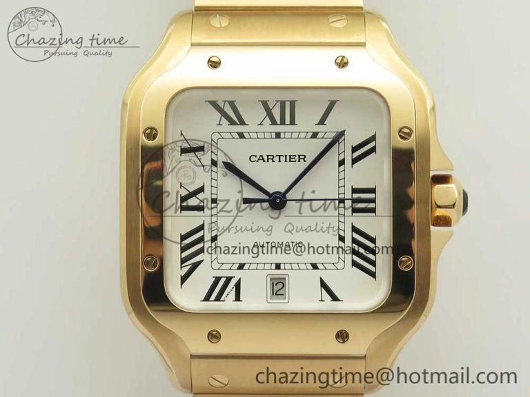 WrinkleFree Santos de Cartier 40mm 2018 BVF 1:1 Best Edition RG White Dial on RG SmartLinks Bracelet MIYOTA 6145