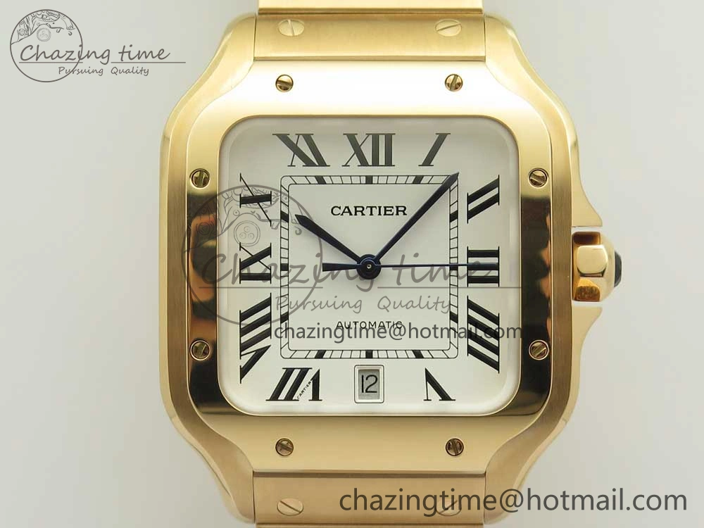 WrinkleFree Santos de Cartier 40mm 2018 BVF 1:1 Best Edition RG White Dial on RG SmartLinks Bracelet MIYOTA 6145