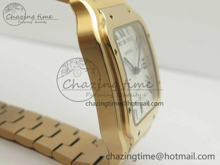 WrinkleFree Santos de Cartier 40mm 2018 BVF 1:1 Best Edition RG White Dial on RG SmartLinks Bracelet MIYOTA 6145