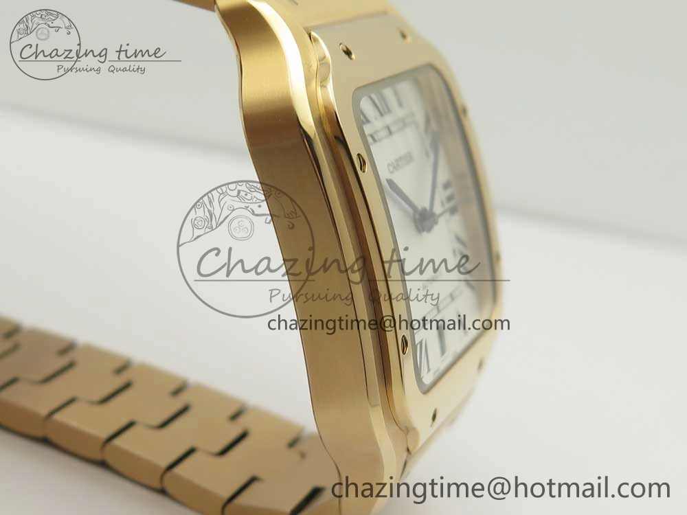 WrinkleFree Santos de Cartier 40mm 2018 BVF 1:1 Best Edition RG White Dial on RG SmartLinks Bracelet MIYOTA 6145