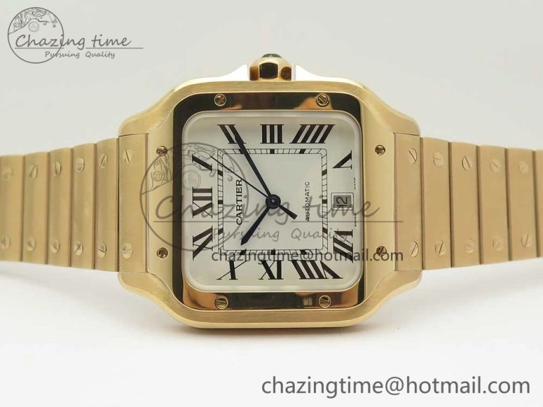 WrinkleFree Santos de Cartier 40mm 2018 BVF 1:1 Best Edition RG White Dial on RG SmartLinks Bracelet MIYOTA 6145