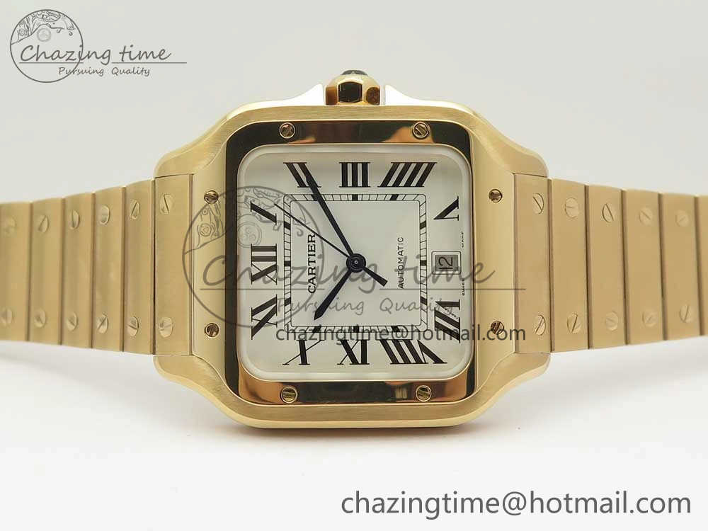 WrinkleFree Santos de Cartier 40mm 2018 BVF 1:1 Best Edition RG White Dial on RG SmartLinks Bracelet MIYOTA 6145