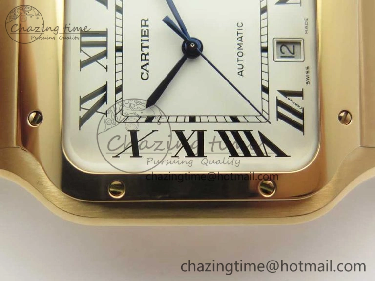 WrinkleFree Santos de Cartier 40mm 2018 BVF 1:1 Best Edition RG White Dial on RG SmartLinks Bracelet MIYOTA 6145