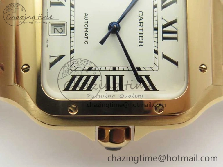 WrinkleFree Santos de Cartier 40mm 2018 BVF 1:1 Best Edition RG White Dial on RG SmartLinks Bracelet MIYOTA 6145