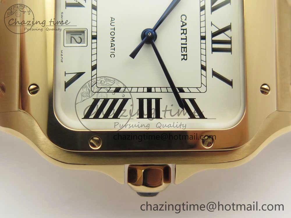 WrinkleFree Santos de Cartier 40mm 2018 BVF 1:1 Best Edition RG White Dial on RG SmartLinks Bracelet MIYOTA 6145