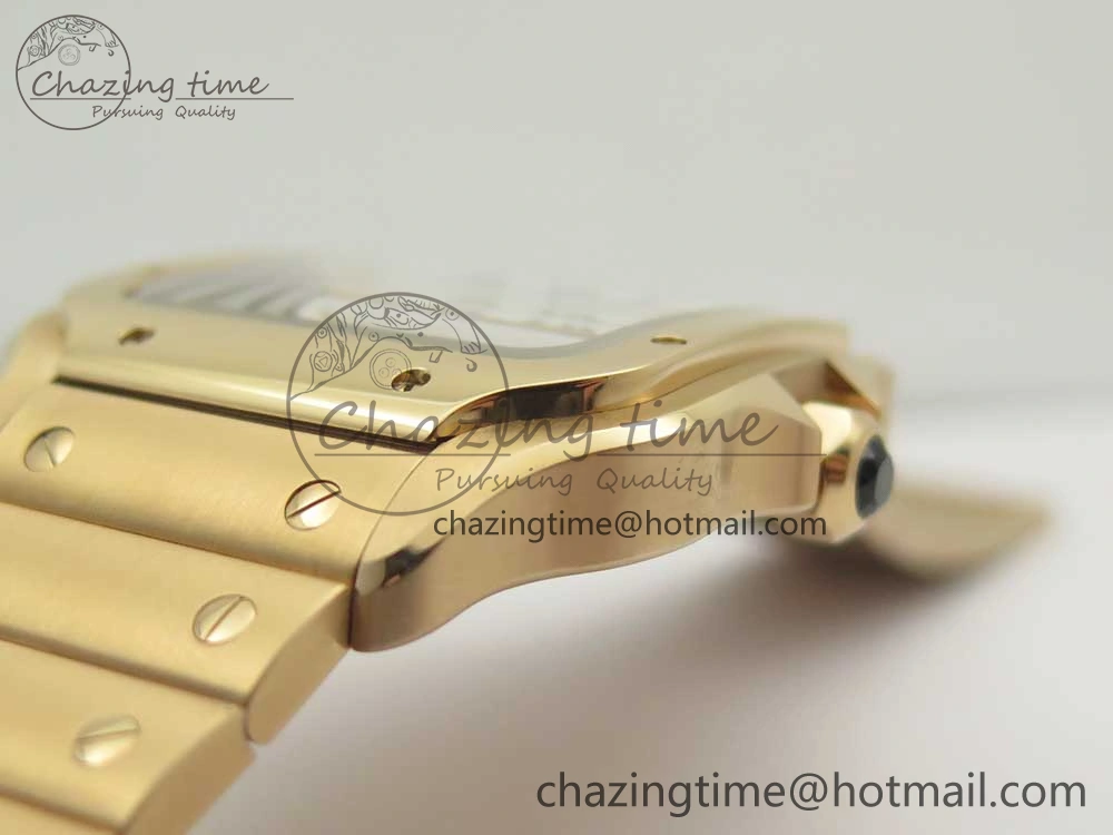 WrinkleFree Santos de Cartier 40mm 2018 BVF 1:1 Best Edition RG White Dial on RG SmartLinks Bracelet MIYOTA 6145