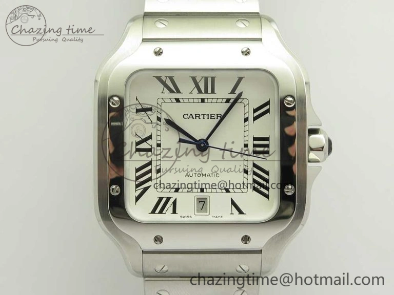 FashionForward Santos de Cartier 40mm 2018 BVF 1:1 Best Edition White Dial on SS SmartLinks Bracelet MIYOTA 6151