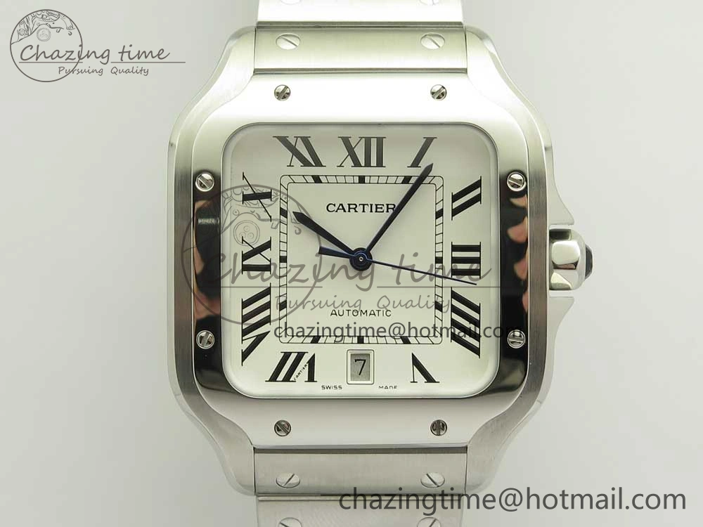 FashionForward Santos de Cartier 40mm 2018 BVF 1:1 Best Edition White Dial on SS SmartLinks Bracelet MIYOTA 6151