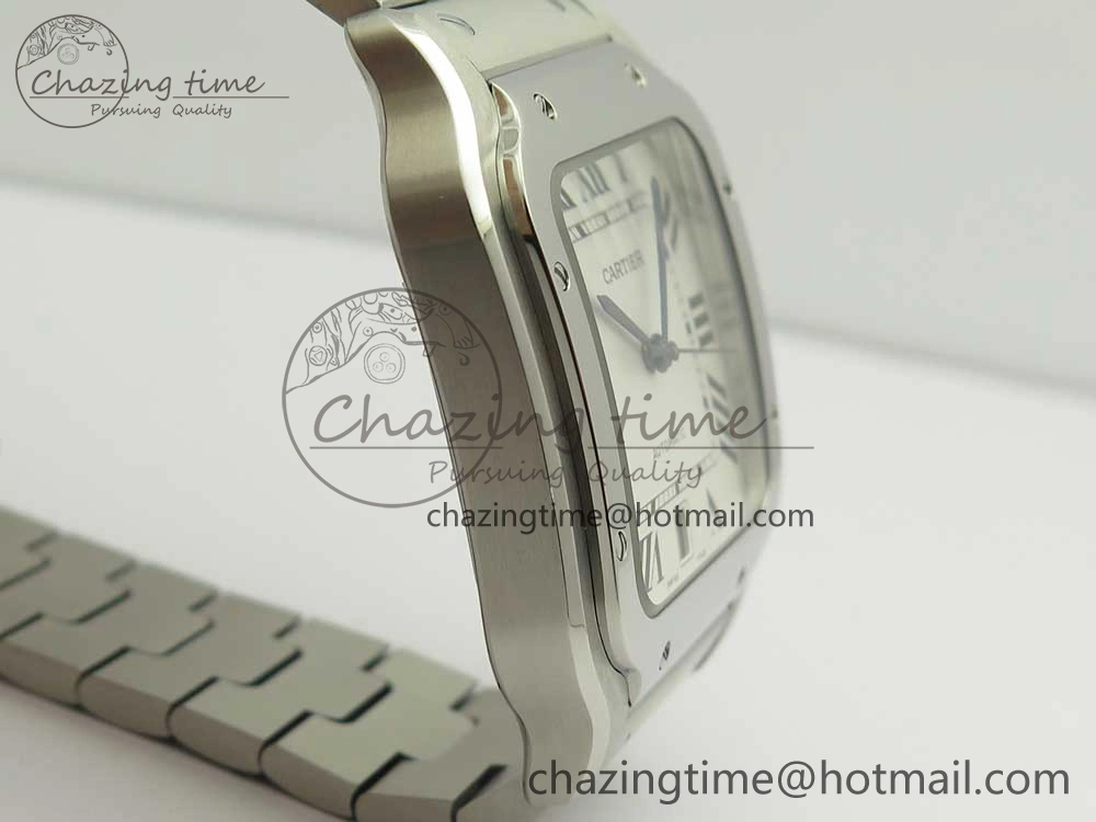 FashionForward Santos de Cartier 40mm 2018 BVF 1:1 Best Edition White Dial on SS SmartLinks Bracelet MIYOTA 6151