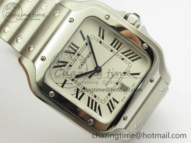 FashionForward Santos de Cartier 40mm 2018 BVF 1:1 Best Edition White Dial on SS SmartLinks Bracelet MIYOTA 6151