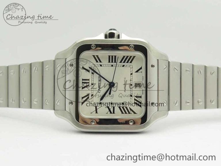 FashionForward Santos de Cartier 40mm 2018 BVF 1:1 Best Edition White Dial on SS SmartLinks Bracelet MIYOTA 6151