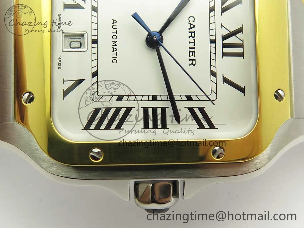 Premium Santos de Cartier 40mm 2018 BVF 1:1 Best Edition YG Bezel White Dial on SS SmartLinks Bracelet MIYOTA 6148