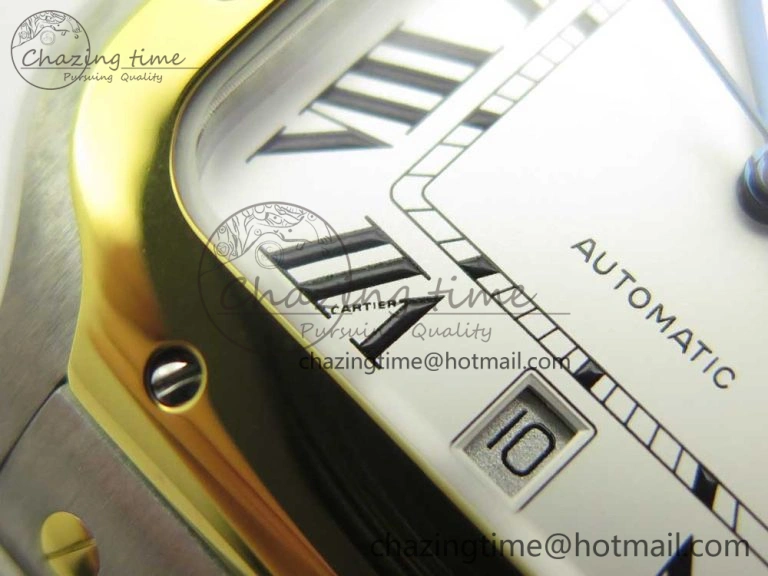 Premium Santos de Cartier 40mm 2018 BVF 1:1 Best Edition YG Bezel White Dial on SS SmartLinks Bracelet MIYOTA 6148