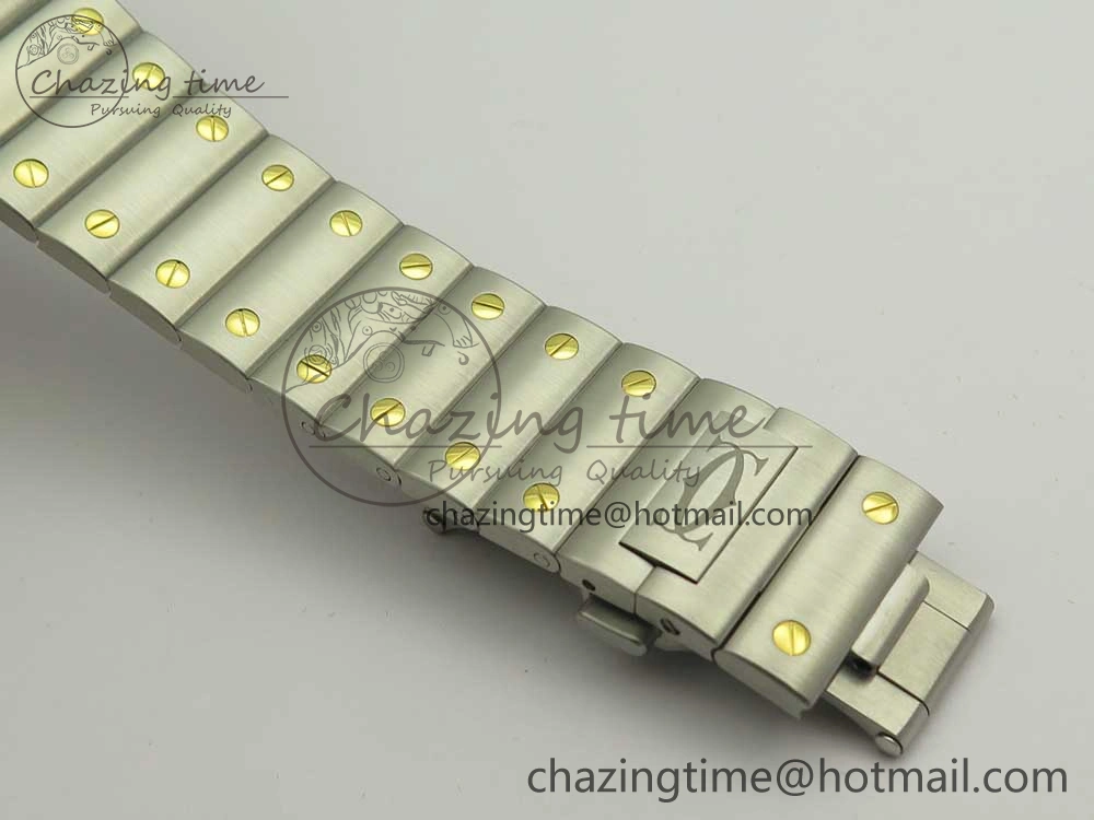 Premium Santos de Cartier 40mm 2018 BVF 1:1 Best Edition YG Bezel White Dial on SS SmartLinks Bracelet MIYOTA 6148