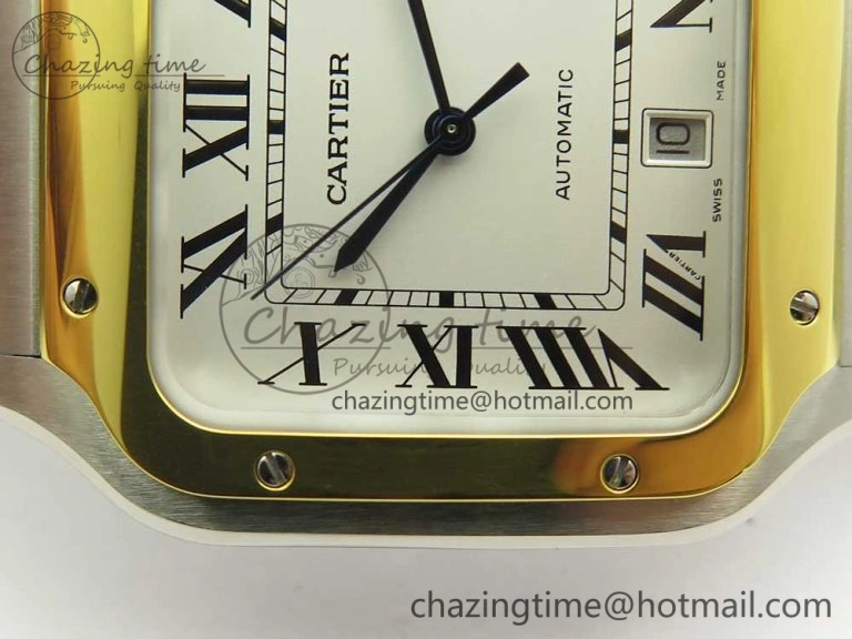 Premium Santos de Cartier 40mm 2018 BVF 1:1 Best Edition YG Bezel White Dial on SS SmartLinks Bracelet MIYOTA 6148