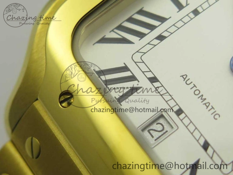 Santos de Cartier 40mm 2018 BVF 1:1 Best Edition YG White Dial on YG SmartLinks Bracelet MIYOTA RelaxedFit 6146