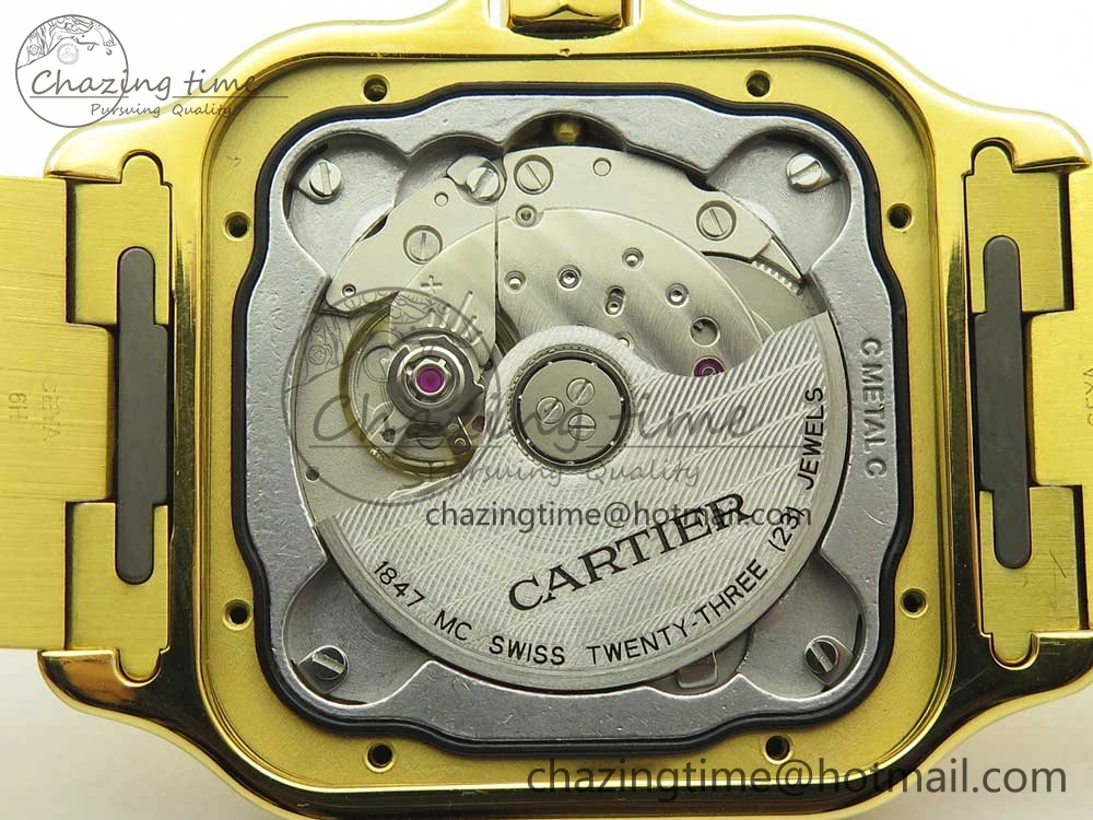 Santos de Cartier 40mm 2018 BVF 1:1 Best Edition YG White Dial on YG SmartLinks Bracelet MIYOTA RelaxedFit 6146
