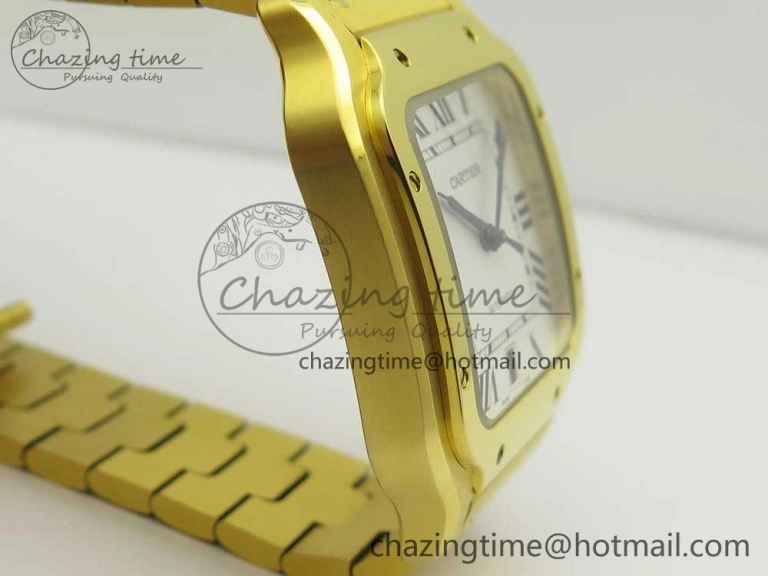 Santos de Cartier 40mm 2018 BVF 1:1 Best Edition YG White Dial on YG SmartLinks Bracelet MIYOTA RelaxedFit 6146