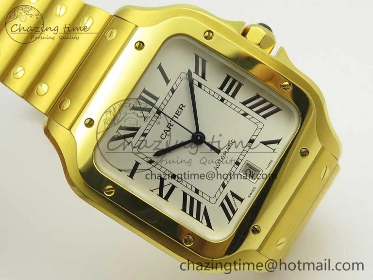 Santos de Cartier 40mm 2018 BVF 1:1 Best Edition YG White Dial on YG SmartLinks Bracelet MIYOTA RelaxedFit 6146