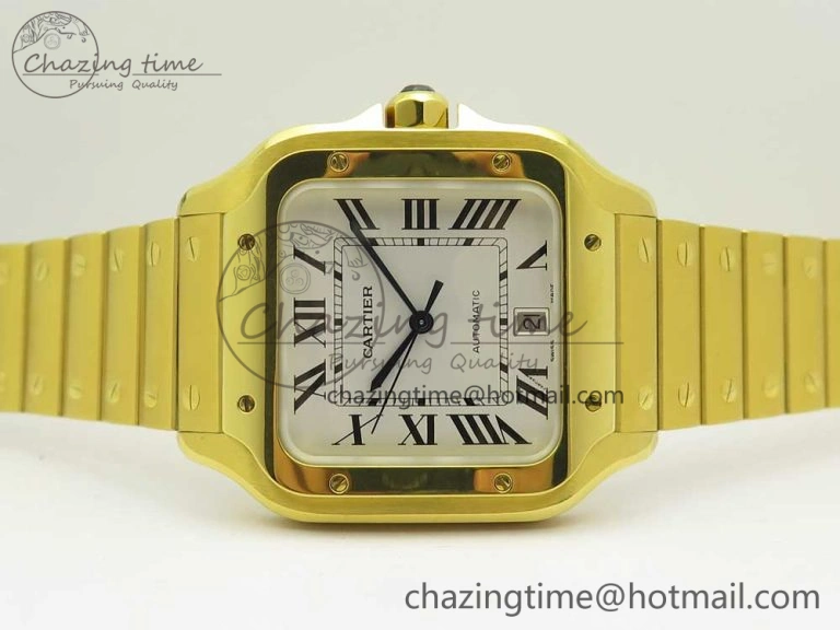 Santos de Cartier 40mm 2018 BVF 1:1 Best Edition YG White Dial on YG SmartLinks Bracelet MIYOTA RelaxedFit 6146