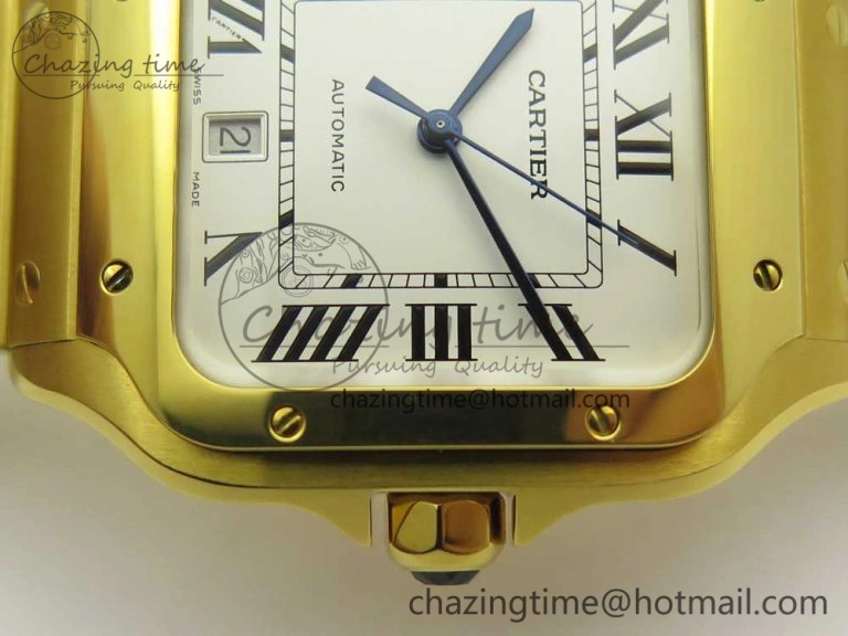 Santos de Cartier 40mm 2018 BVF 1:1 Best Edition YG White Dial on YG SmartLinks Bracelet MIYOTA RelaxedFit 6146