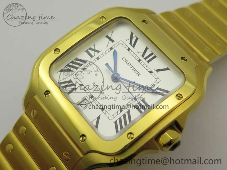 Santos de Cartier 40mm 2018 BVF 1:1 Best Edition YG White Dial on YG SmartLinks Bracelet MIYOTA RelaxedFit 6146